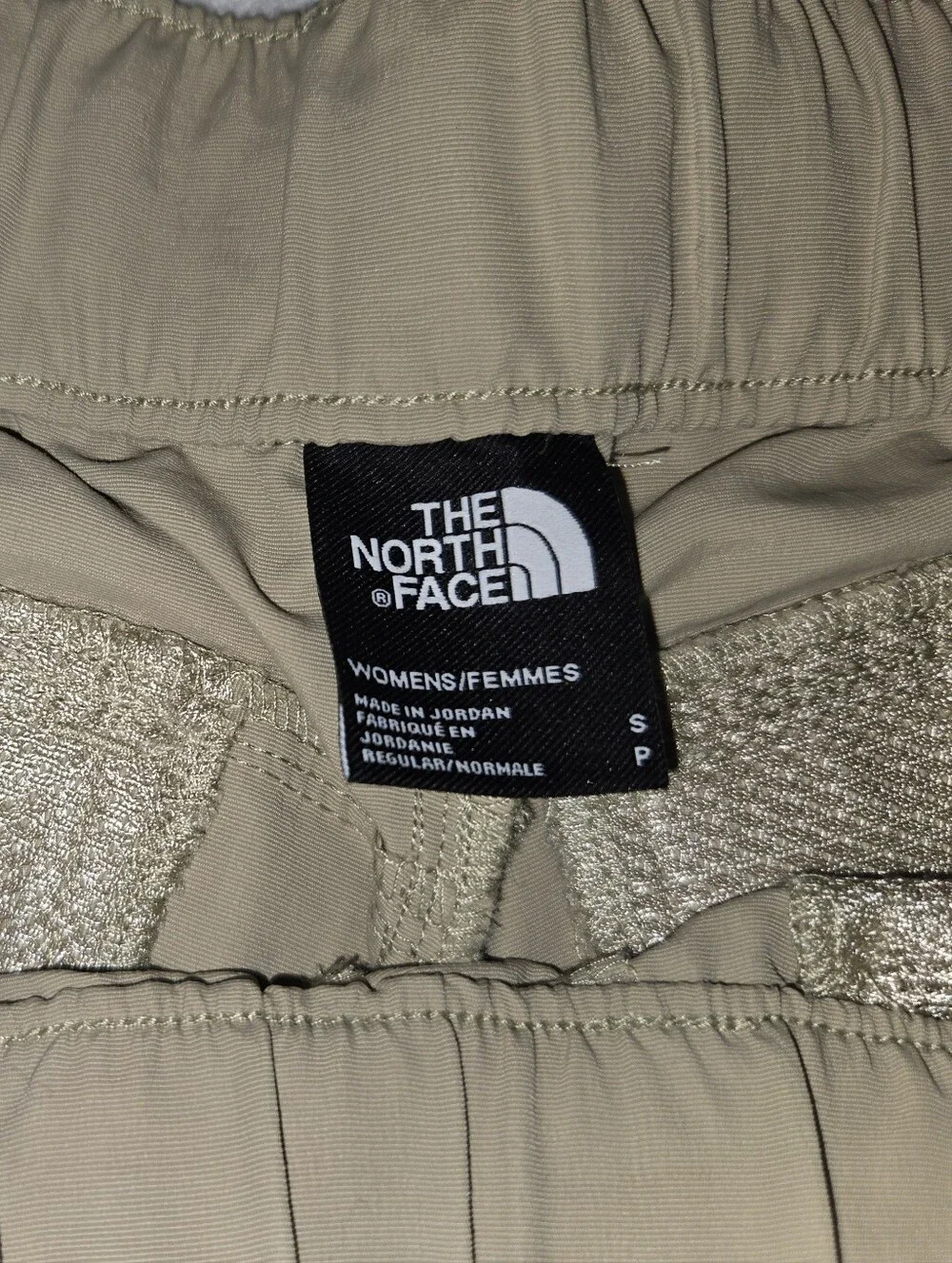 The North Face Women's Khaki Athletic Shorts with Yellow Contrast Belt